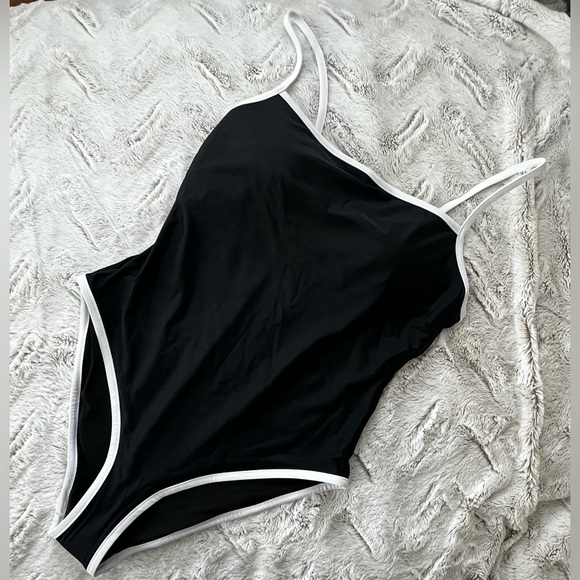 J.Crew Contrast Straight-Neck One Piece - Picture 1 of 5